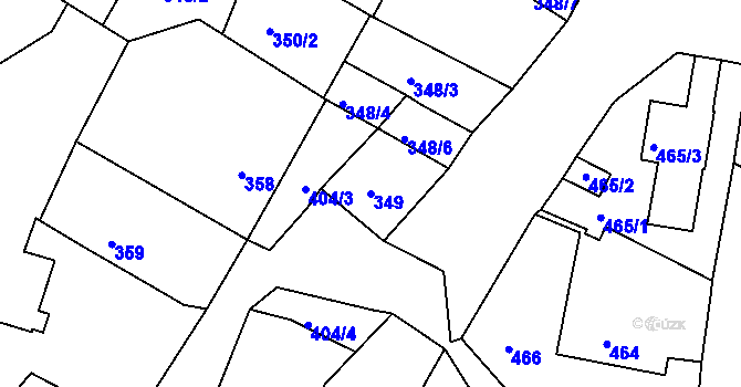 Parcela st. 349 v KÚ Ořechov, Katastrální mapa