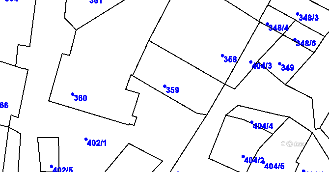 Parcela st. 359 v KÚ Ořechov, Katastrální mapa