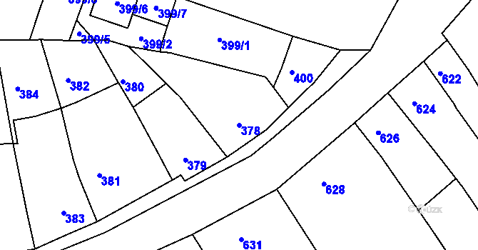 Parcela st. 378 v KÚ Ořechov, Katastrální mapa