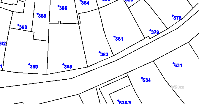 Parcela st. 383 v KÚ Ořechov, Katastrální mapa