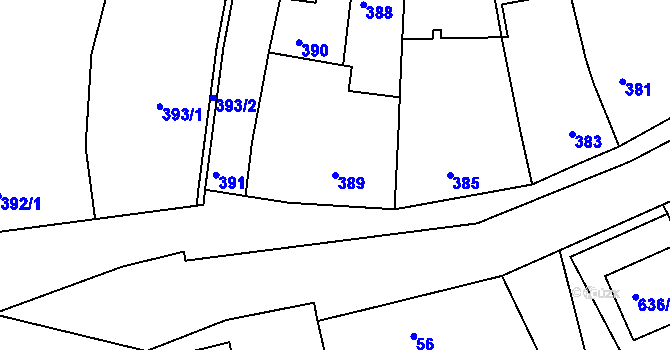 Parcela st. 389 v KÚ Ořechov, Katastrální mapa