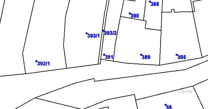 Parcela st. 391 v KÚ Ořechov, Katastrální mapa
