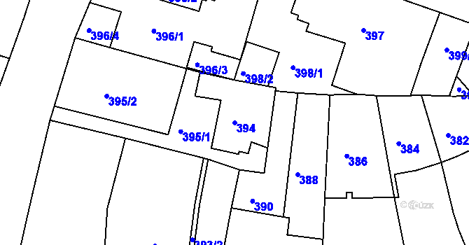 Parcela st. 394 v KÚ Ořechov, Katastrální mapa