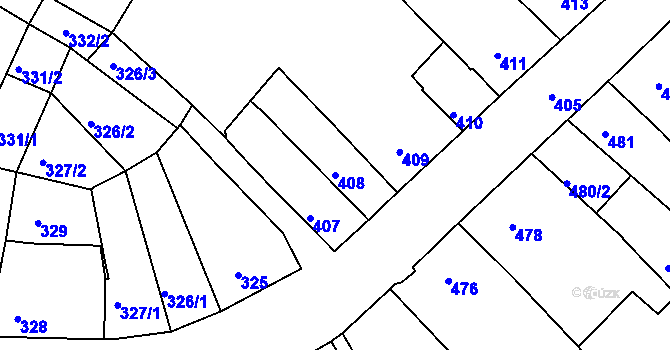 Parcela st. 408 v KÚ Ořechov, Katastrální mapa