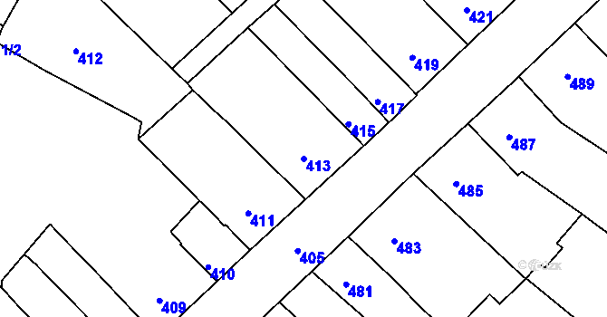 Parcela st. 413 v KÚ Ořechov, Katastrální mapa