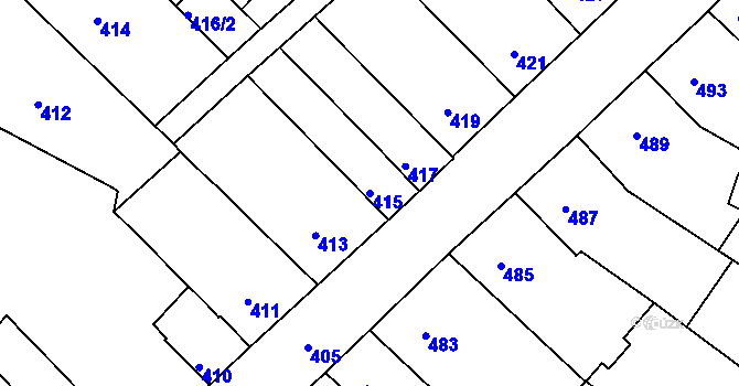 Parcela st. 415 v KÚ Ořechov, Katastrální mapa
