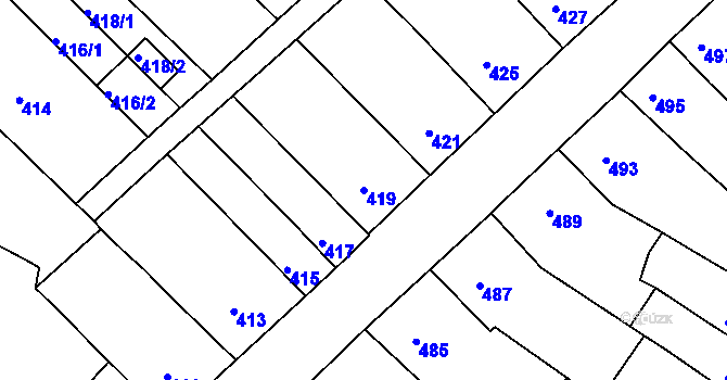 Parcela st. 419 v KÚ Ořechov, Katastrální mapa