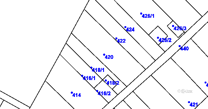 Parcela st. 420 v KÚ Ořechov, Katastrální mapa