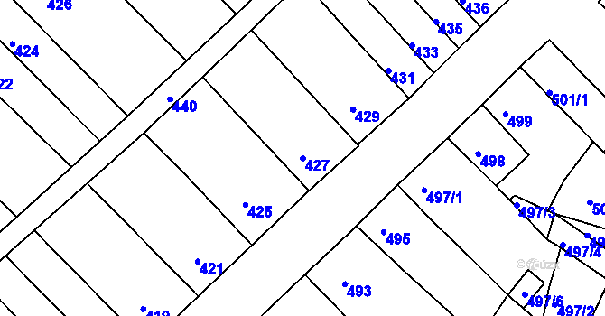 Parcela st. 427 v KÚ Ořechov, Katastrální mapa