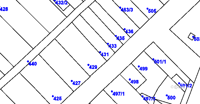Parcela st. 431 v KÚ Ořechov, Katastrální mapa