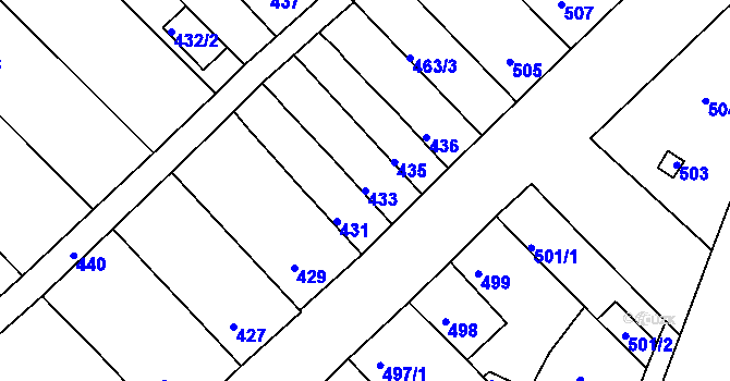 Parcela st. 433 v KÚ Ořechov, Katastrální mapa