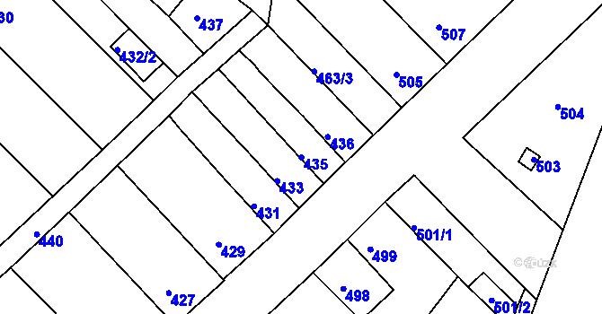 Parcela st. 435 v KÚ Ořechov, Katastrální mapa