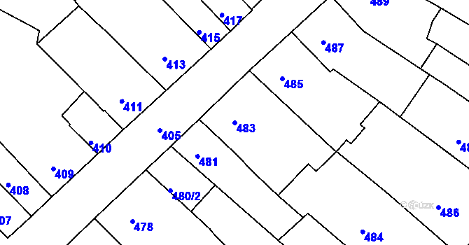 Parcela st. 483 v KÚ Ořechov, Katastrální mapa