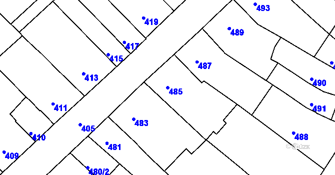 Parcela st. 485 v KÚ Ořechov, Katastrální mapa