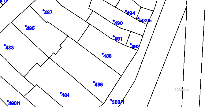 Parcela st. 488 v KÚ Ořechov, Katastrální mapa