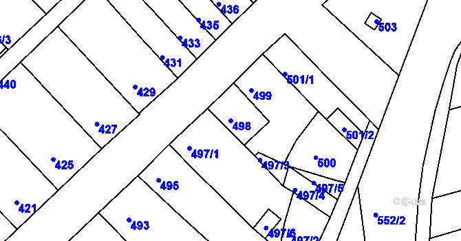 Parcela st. 498 v KÚ Ořechov, Katastrální mapa