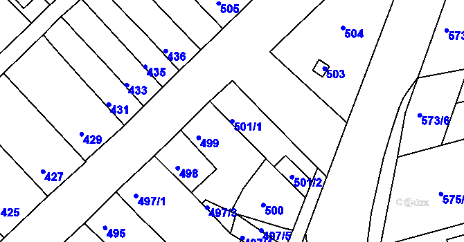 Parcela st. 501/1 v KÚ Ořechov, Katastrální mapa