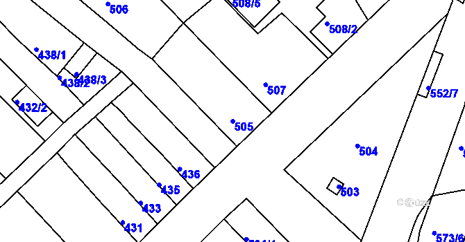 Parcela st. 505 v KÚ Ořechov, Katastrální mapa