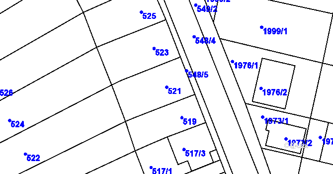 Parcela st. 521 v KÚ Ořechov, Katastrální mapa