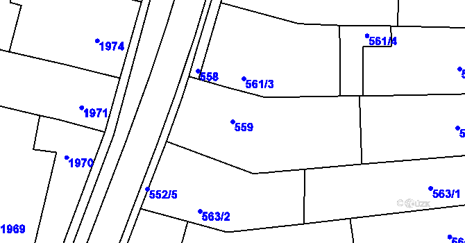 Parcela st. 559 v KÚ Ořechov, Katastrální mapa