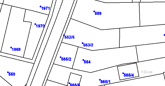 Parcela st. 563/2 v KÚ Ořechov, Katastrální mapa