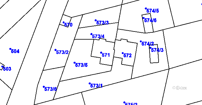 Parcela st. 571 v KÚ Ořechov, Katastrální mapa