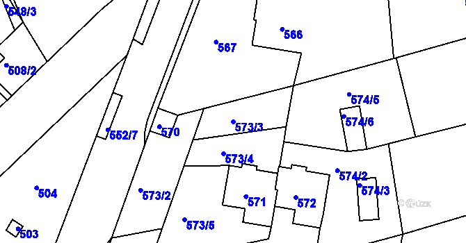 Parcela st. 573/3 v KÚ Ořechov, Katastrální mapa