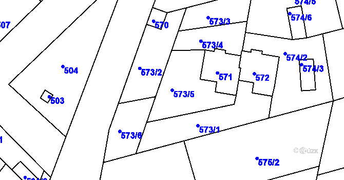 Parcela st. 573/5 v KÚ Ořechov, Katastrální mapa