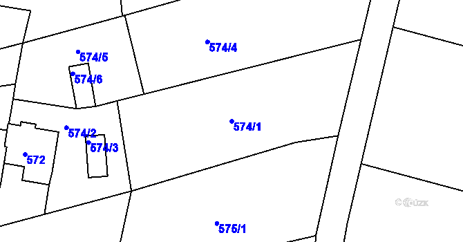 Parcela st. 574/1 v KÚ Ořechov, Katastrální mapa