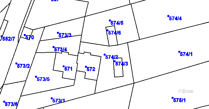 Parcela st. 574/2 v KÚ Ořechov, Katastrální mapa