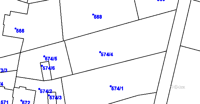 Parcela st. 574/4 v KÚ Ořechov, Katastrální mapa