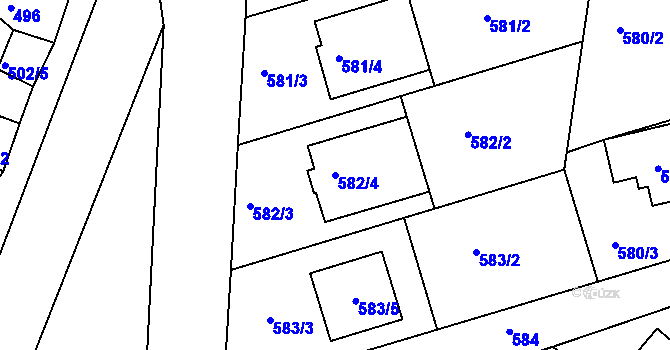 Parcela st. 582/4 v KÚ Ořechov, Katastrální mapa