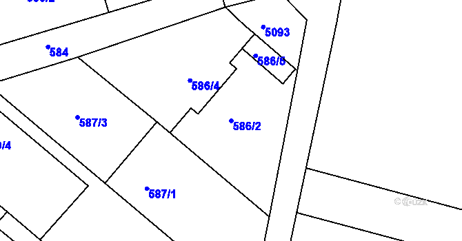 Parcela st. 586/2 v KÚ Ořechov, Katastrální mapa