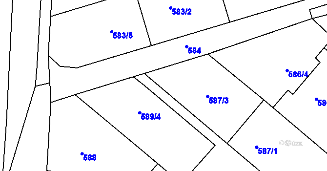 Parcela st. 587/2 v KÚ Ořechov, Katastrální mapa