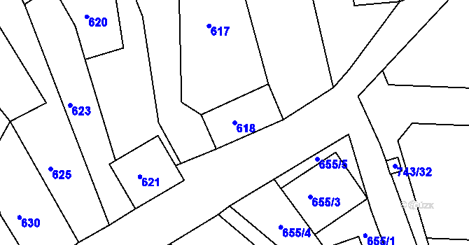 Parcela st. 618 v KÚ Ořechov, Katastrální mapa