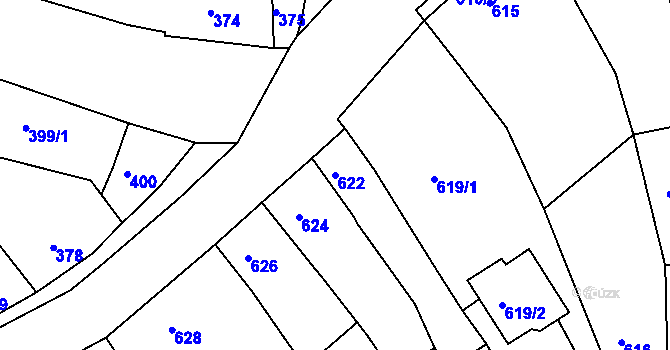 Parcela st. 622 v KÚ Ořechov, Katastrální mapa