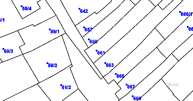Parcela st. 661 v KÚ Ořechov, Katastrální mapa