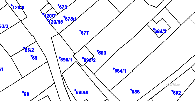 Parcela st. 680 v KÚ Ořechov, Katastrální mapa
