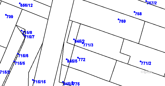 Parcela st. 771/3 v KÚ Ořechov, Katastrální mapa