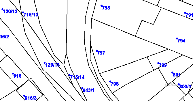 Parcela st. 797 v KÚ Ořechov, Katastrální mapa
