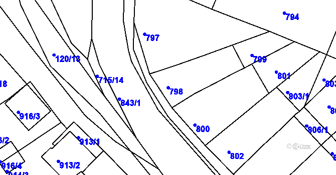Parcela st. 798 v KÚ Ořechov, Katastrální mapa