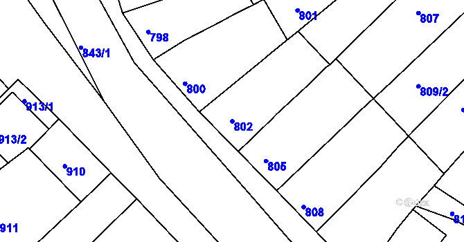 Parcela st. 802 v KÚ Ořechov, Katastrální mapa