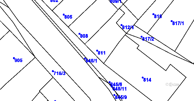 Parcela st. 811 v KÚ Ořechov, Katastrální mapa