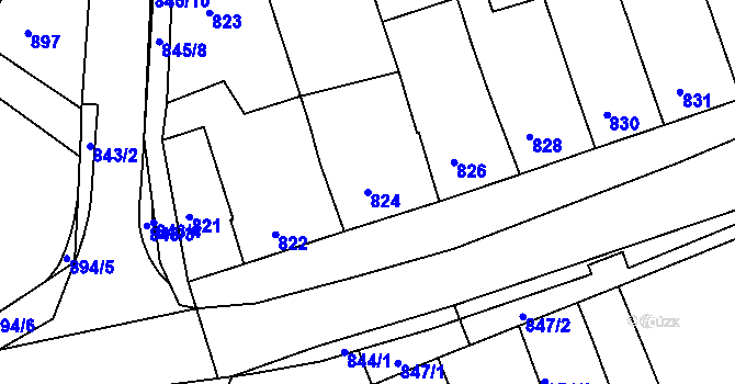 Parcela st. 824 v KÚ Ořechov, Katastrální mapa