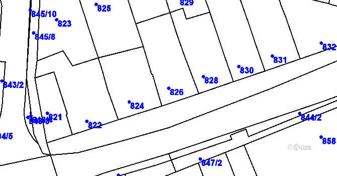 Parcela st. 826 v KÚ Ořechov, Katastrální mapa