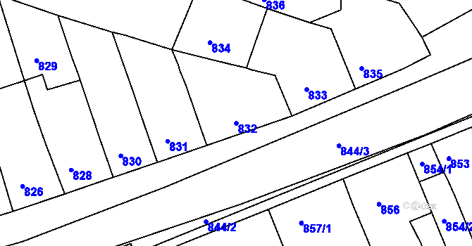 Parcela st. 832 v KÚ Ořechov, Katastrální mapa