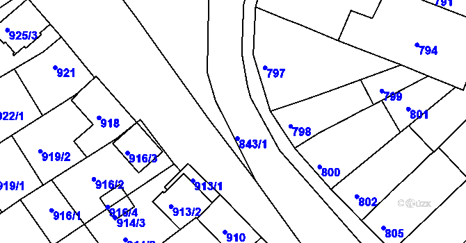 Parcela st. 843 v KÚ Ořechov, Katastrální mapa