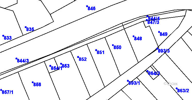 Parcela st. 851 v KÚ Ořechov, Katastrální mapa