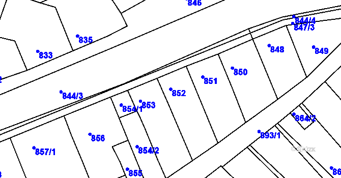 Parcela st. 852 v KÚ Ořechov, Katastrální mapa