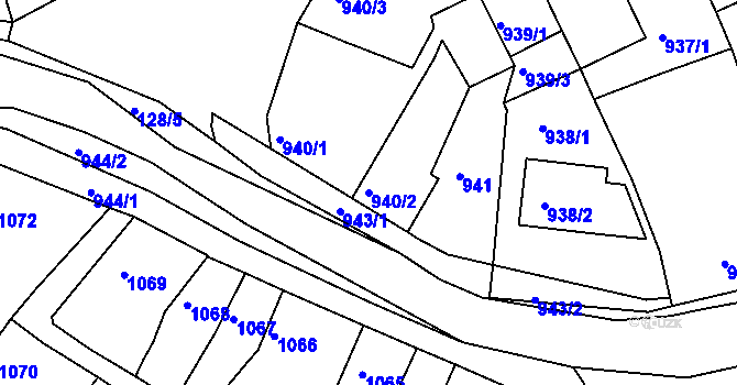 Parcela st. 940/2 v KÚ Ořechov, Katastrální mapa